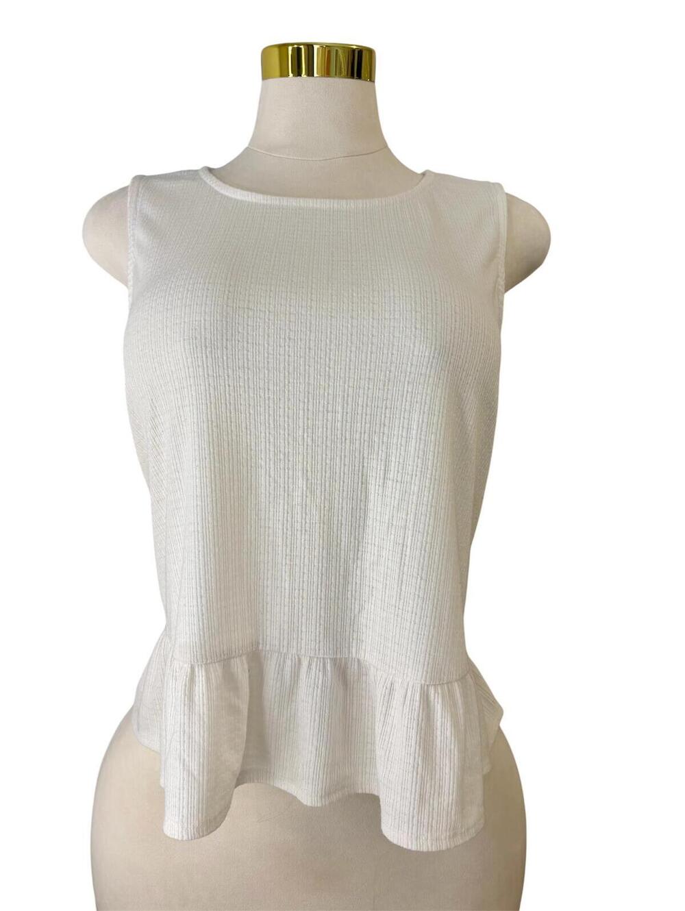 Torrid White Sleeveless Textured Peplum Top Women's 1X